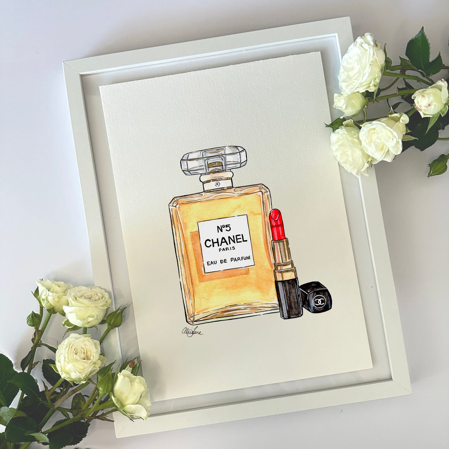 Perfume with Red Lipstick Print - Alice Jane Art & Prints