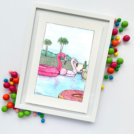 Flamingos in the Pool - Alice Jane Art & Prints