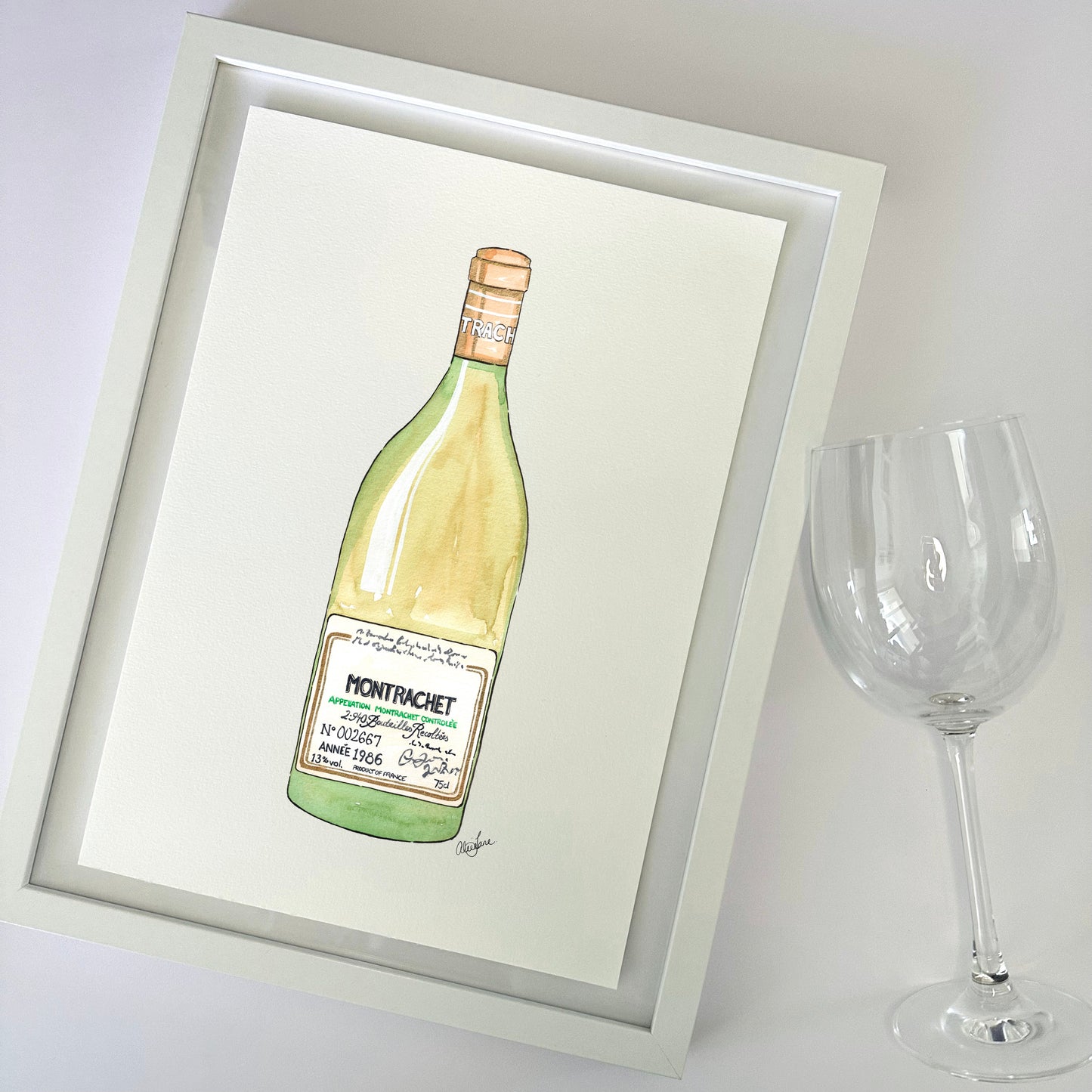 Montrachet Bottle White Wine Print - Alice Jane Art & Prints