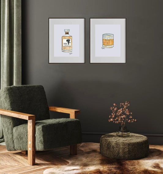 Hibiki Whisky Glass Print - AliceJane