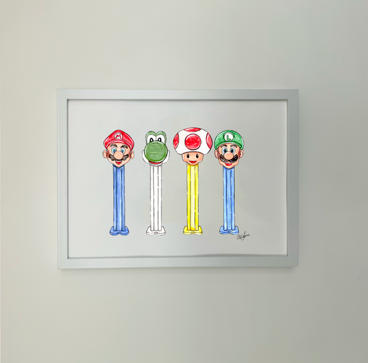 Mario Pez Dispensers Print - Alice Jane Art & Prints