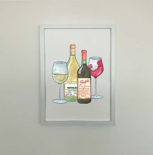 Perfect Pair Red and White Wine Print - AliceJane