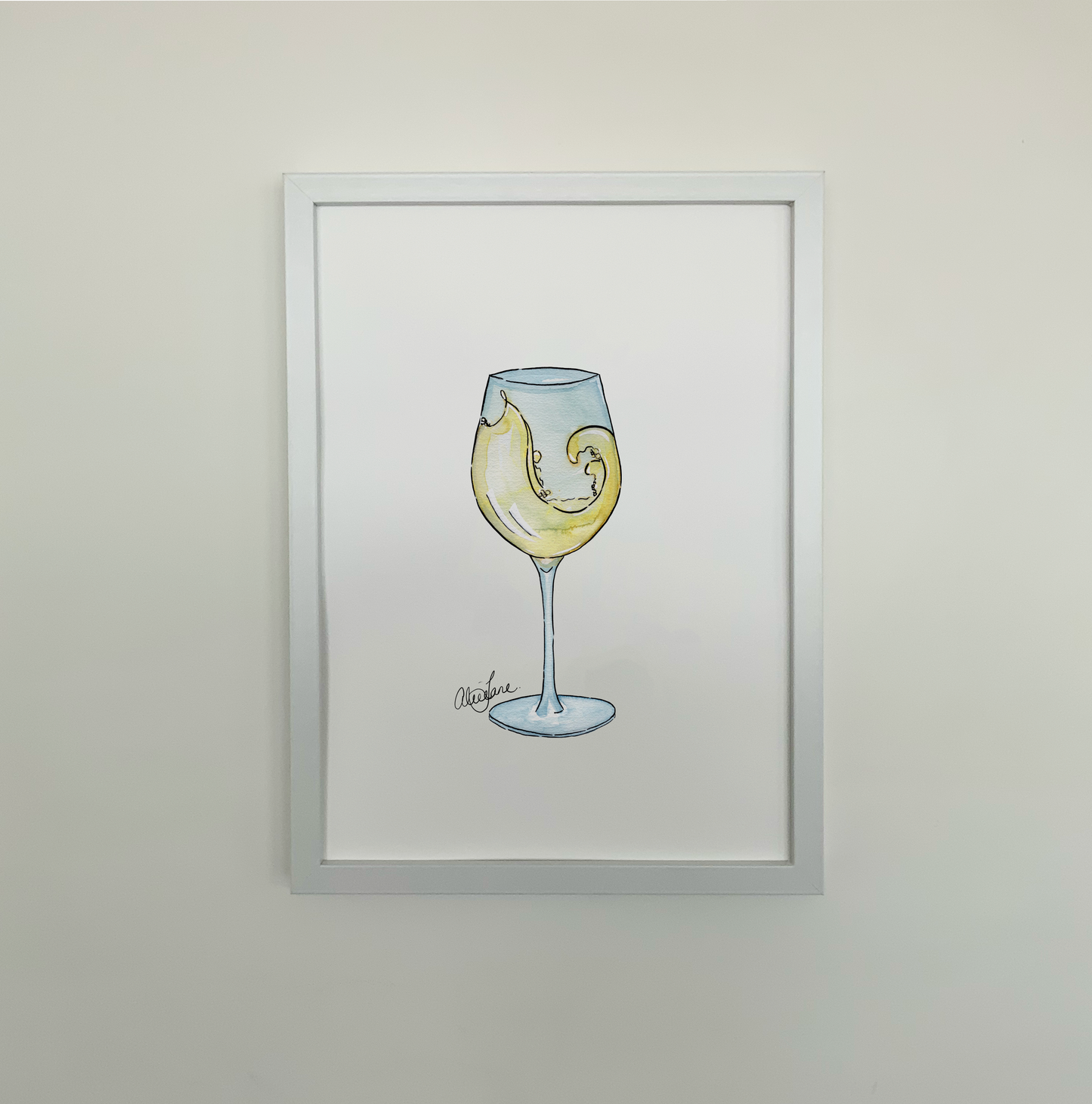 White Wine Swirling Print - AliceJane