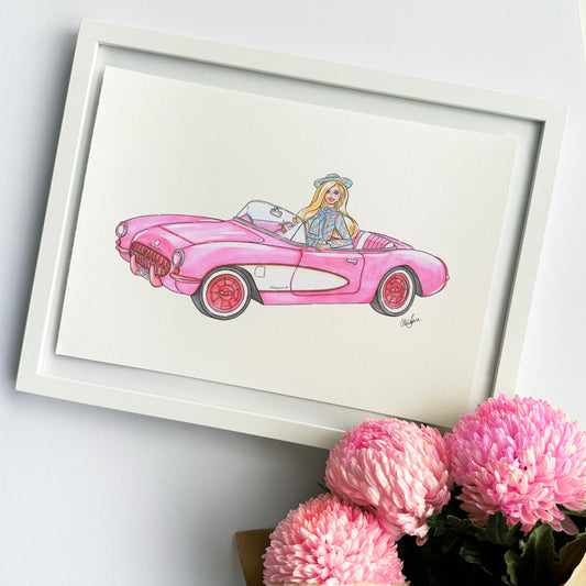 Barbie in Car Print - Alice Jane Art & Prints