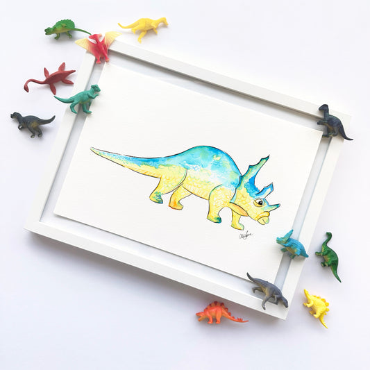 Blue Dinosaur print - Alice Jane Art & Prints
