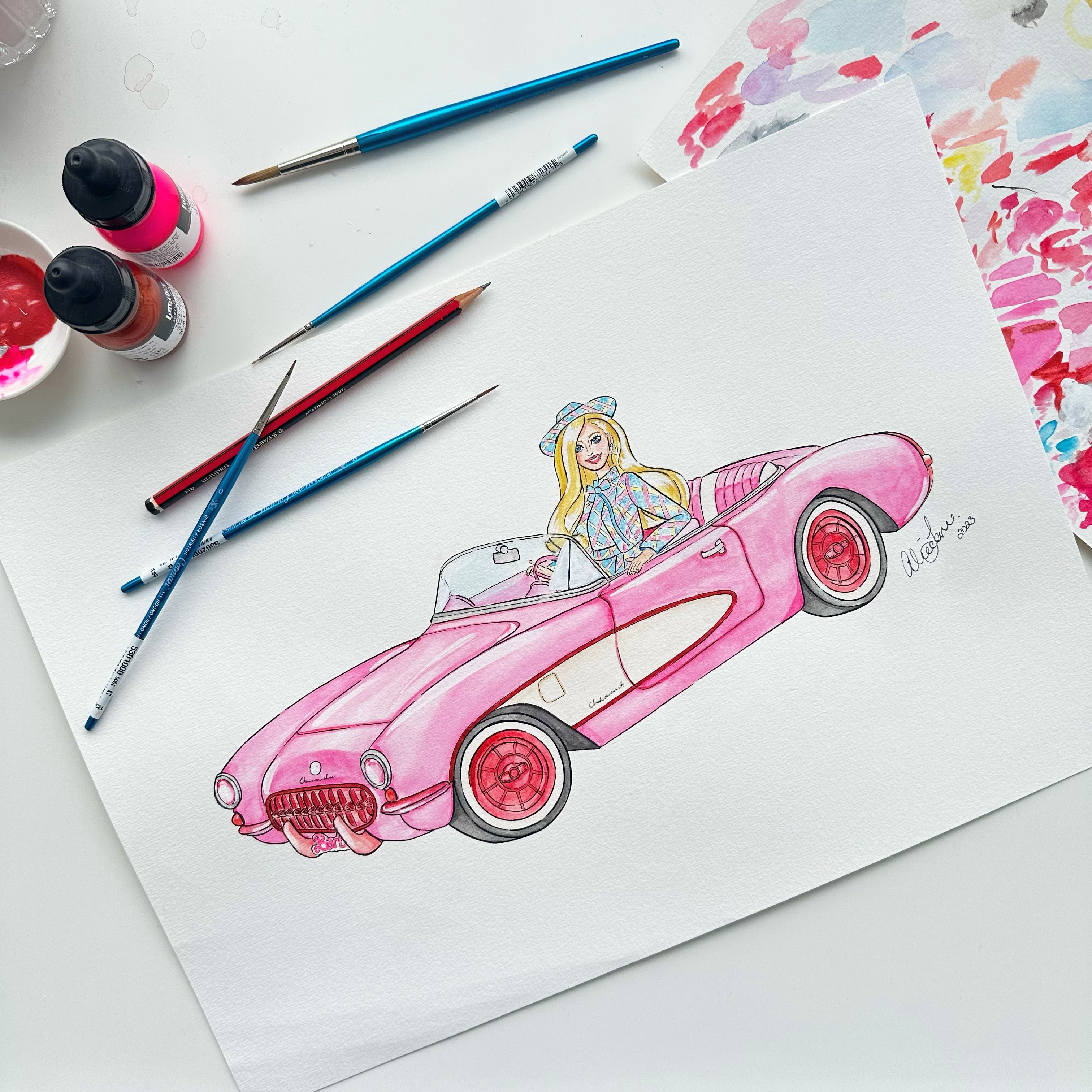 Barbie cheap car drawing