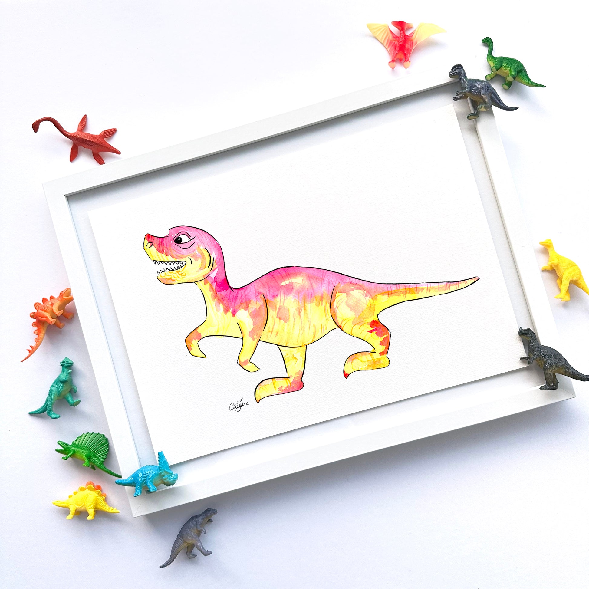 Red Dinosaur print - Alice Jane Art & Prints