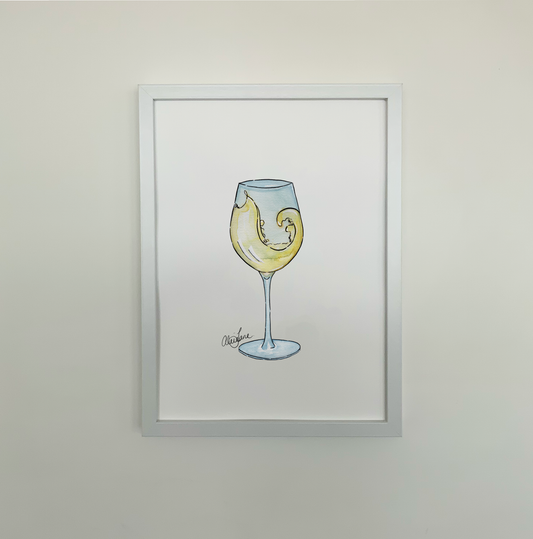 White Wine Swirling Print - AliceJane